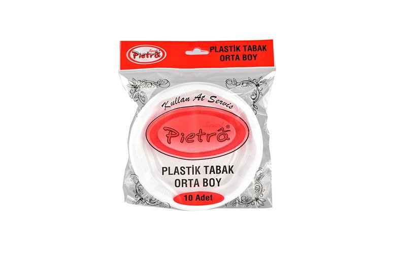 Beyaz Plastik Orta Tabak 10'lu (100 Adet)