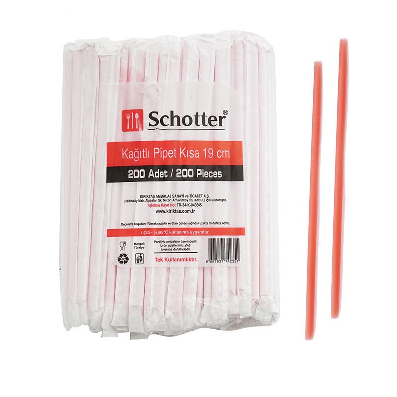 Kağıt Sargılı Pipet 19cm  (200'lü x 50 Pk)