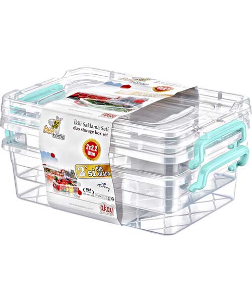 Beehome İkisi Bir Arada Saklama Seti (2*2,2 Lt) Ak 266