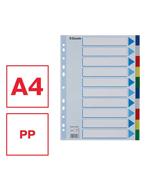 Esselte Separatör A4 10 Renkli Asorti 15261