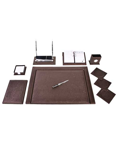 Gülpaş 11 Parça Lüks Optik Desen Sümen Takımı Kahverengi 248