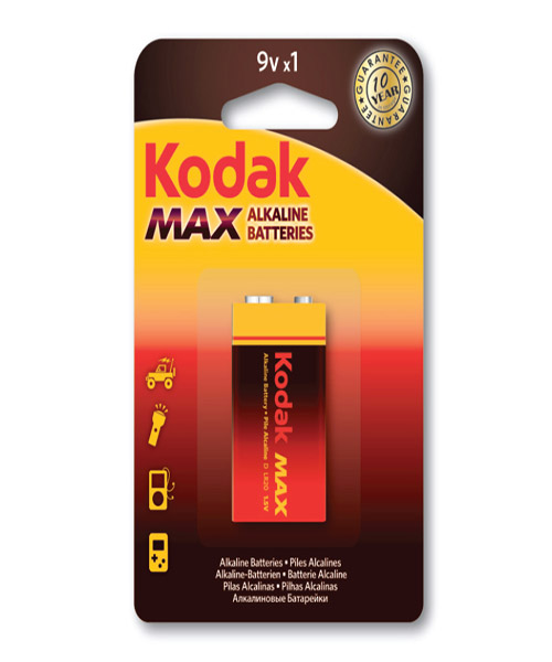 Kodak K9V-1 Max Alkalin Blister 9 Volt Pil