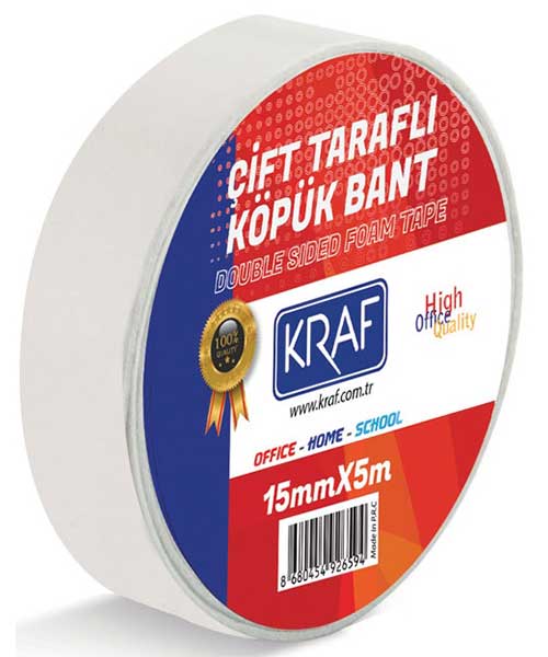 Kraf Çift Taraflı Köpük Bant 15Mmx5M 5015G