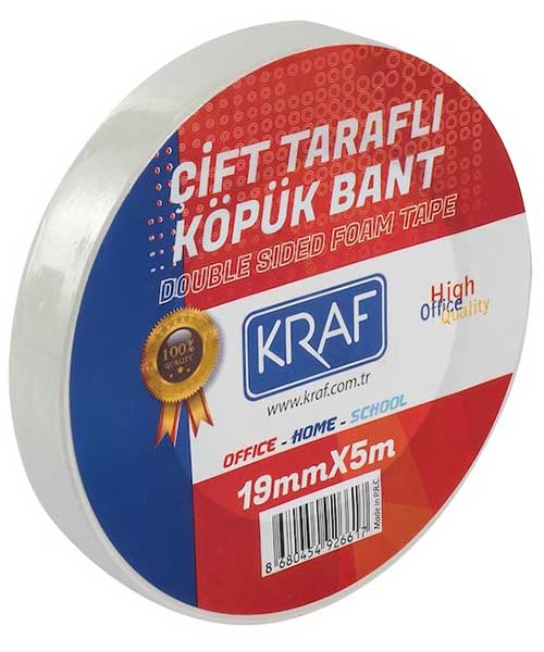 Kraf Çift Taraflı Köpük Bant 19Mmx5M 5019G