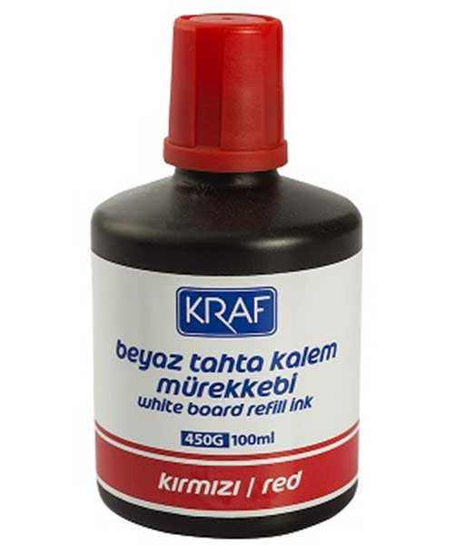 Kraf Beyaz Tahta Kalem Mürekkebi 100Ml Kırmızı 450G