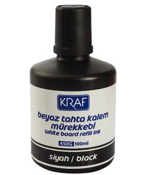 Kraf Beyaz Tahta Kalem Mürekkebi 100Ml Siyah 450G