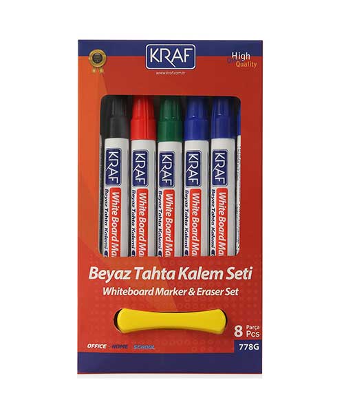 Kraf Beyaz Tahta Kalemi & Silgi Set 8 Li 778G