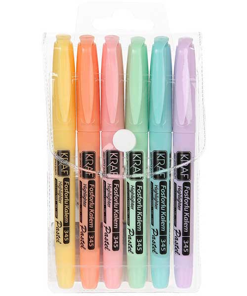 Kraf Fosforlu Kalem Pastel Kalem Tipi 345 6 Lı