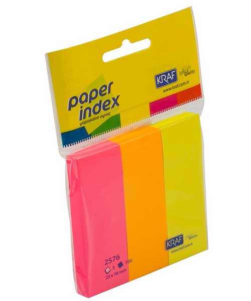 Kraf Index Kağıt 25X76Mm 3 Renk X 100Yp 2576