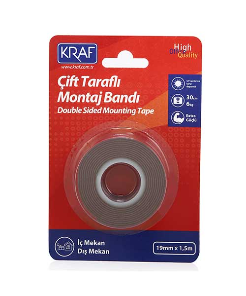 Kraf Montaj Bandı Çift Taraflı Extra Güçlü Dış Mekan 19Mm X 1,5M 2520G