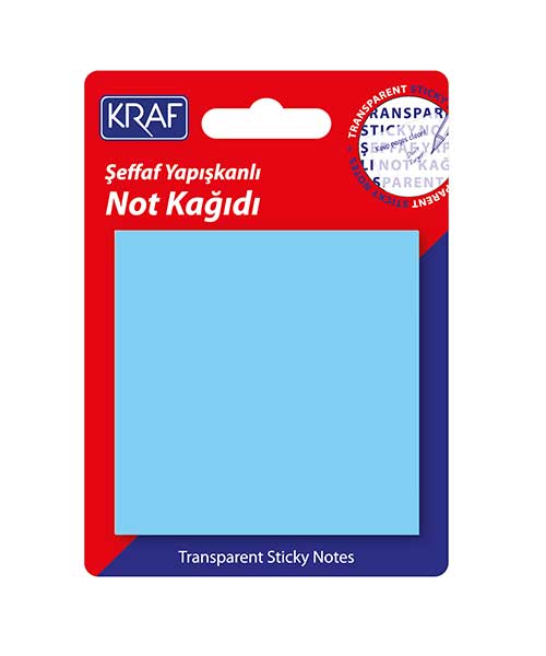 Kraf Yapışkanlı Not Kağıdı 76X76   50 Yp. Şeffaf Mavi 7676Tr