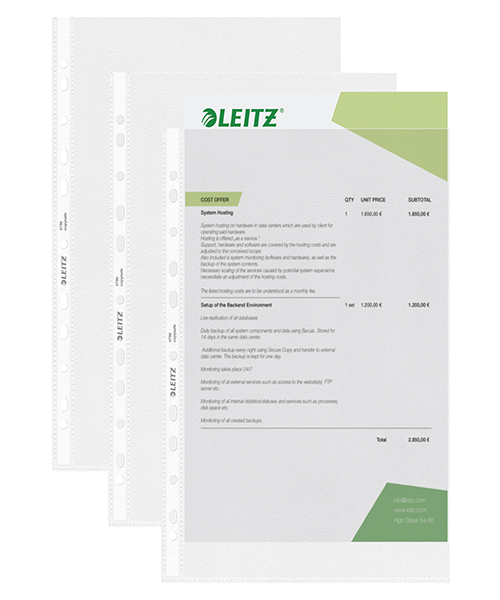 Leitz Poşet Dosya A4 11 Delikli (100 Adet) Buzlu 479610