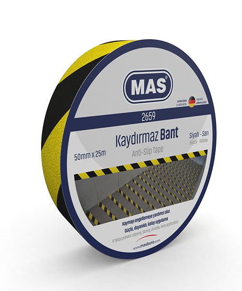 Mas Kaydırmaz Bant 50Mm X 25M Sarı & Siyah 2659