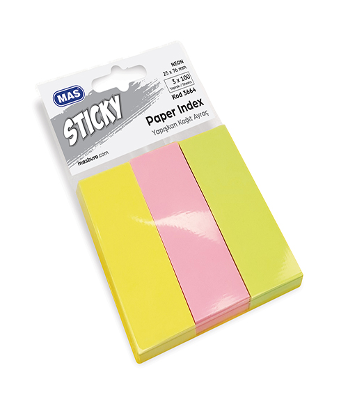Mas Yapışkanlı Kağıt Ayraç 25*76 Neon 3 Renk 3664