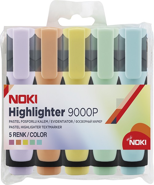 Noki Fosforlu Kalem Pastel 5'Li Pvc 9000P5Pvc