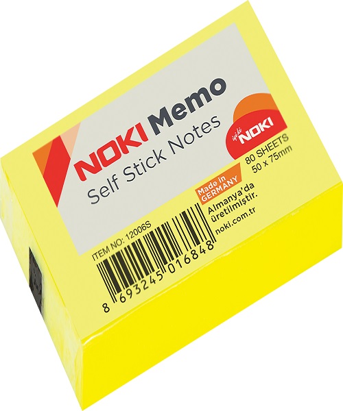 Noki Memo Yapışkanlı Not Kağıdı 50x75 Limon Sarı 12006S