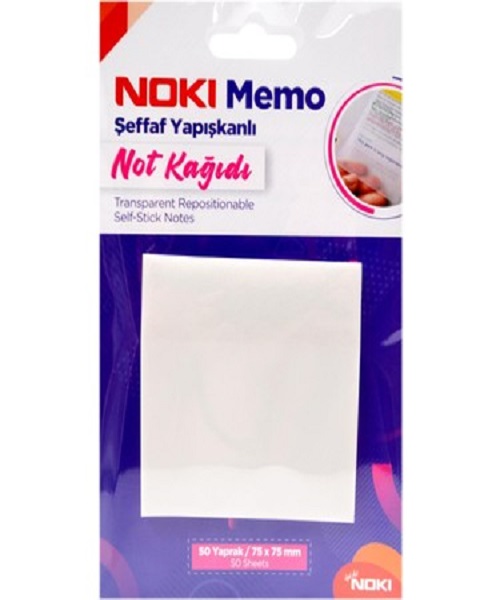 Noki Memo Yapışkanlı Not Kağıdı 75x75 Şeffaf 50 Yaprak 12300