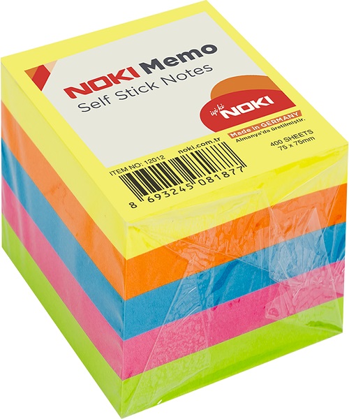 Noki Memo Yapışkanlı Not Kağıdı 75x75 Küp Neon 12012