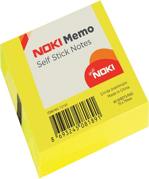 Noki Memo Yapışkanlı Not Kağıdı 75x75 Limon Sarı 12133