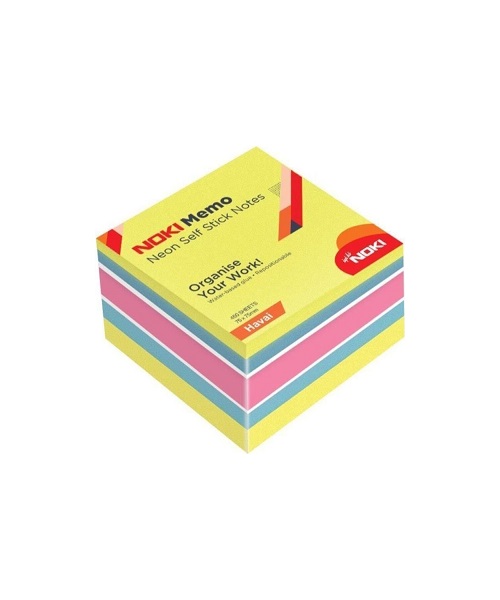 Noki Memo Yapışkanlı Not Kağıdı 75x75 Neon Havai Küp Blok 450 Sayfa 12014-11