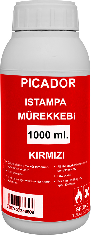 Pıcador Istampa Mürekkebi Kırmızı 1000Ml Ke 012