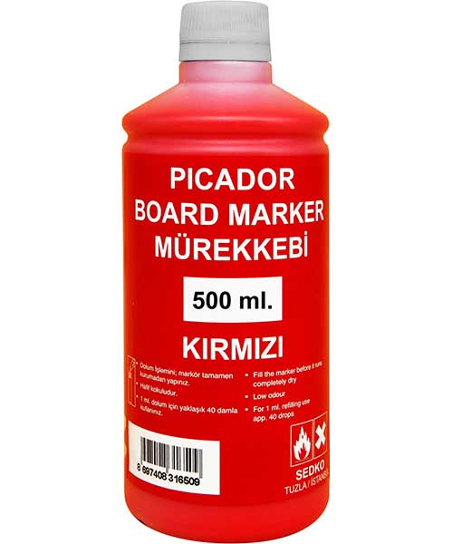 Pıcador Board Marker Mürekkebi Kırmızı 500Ml Kb 010