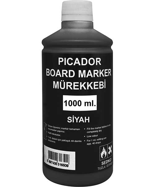 Pıcador Board Marker Mürekkebi Siyah 1000Ml Kb 013