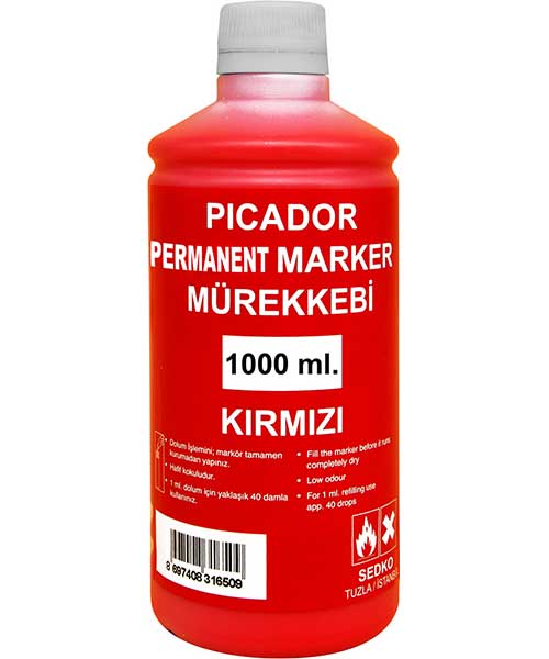 Pıcador Permanent Marker Mürekkebi Kırmızı 1000Ml Kb 040