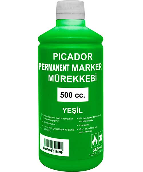 Pıcador Permanent Marker Mürekkebi Yeşil 500Ml Kb 027C