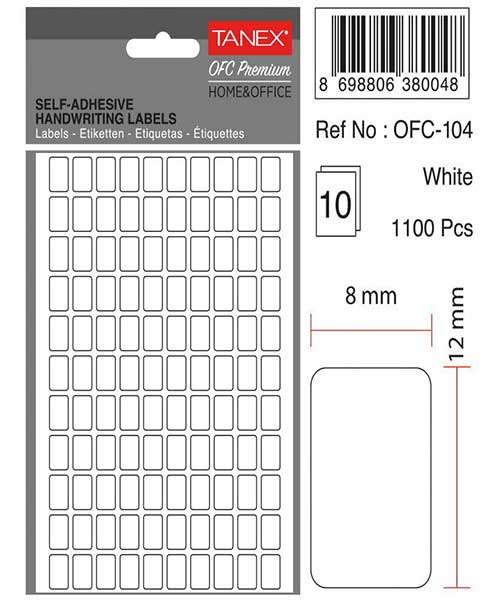 Taneks Ofc-104 Beyaz Ofis Etiketi 10 Ad.