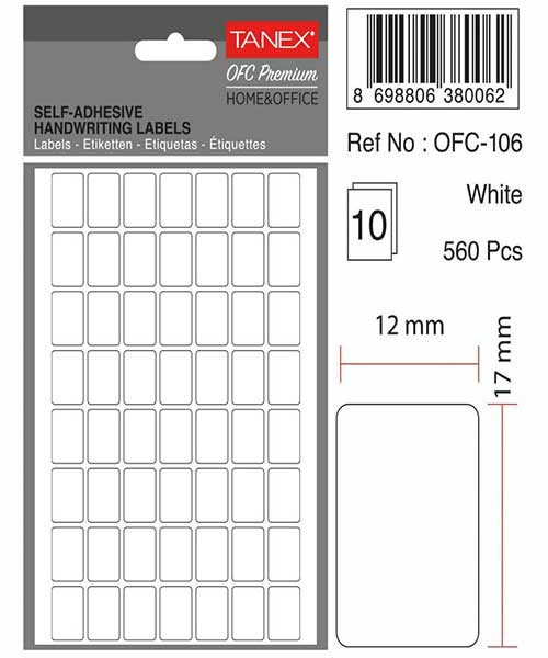 Taneks Ofc-106 Beyaz Ofis Etiketi 10 Ad.