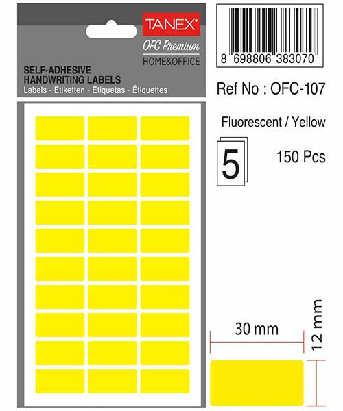 Taneks Ofc-107 Flo Sarı Ofis Etiketi 5 Ad.