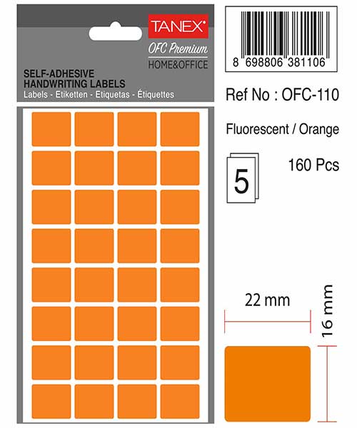Taneks Ofc-110 Flo Turuncu Ofis Etiketi 5 Ad.