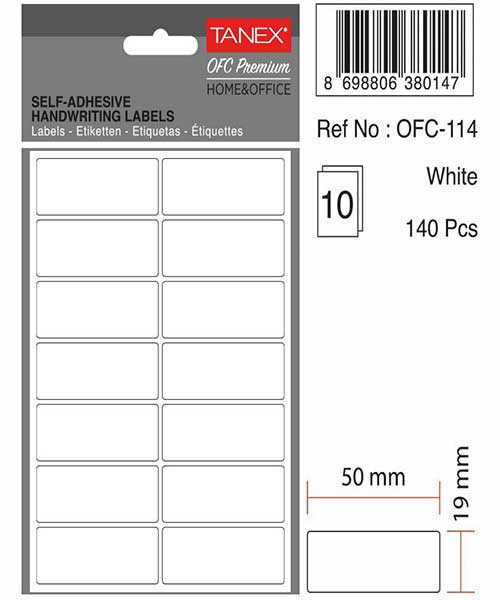 Taneks Ofc-114 Beyaz Ofis Etiketi 10 Ad.