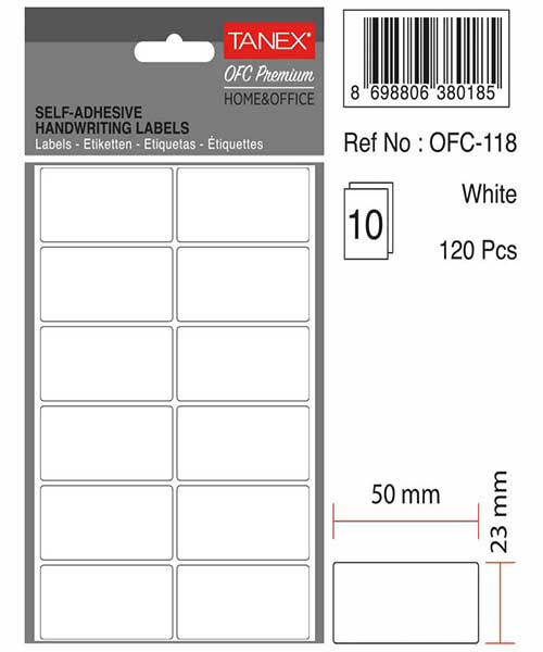 Taneks Ofc-118 Beyaz Ofis Etiketi 10 Ad.