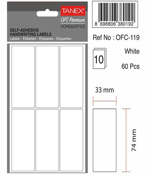 Taneks Ofc-119 Beyaz Ofis Etiketi 10 Ad.