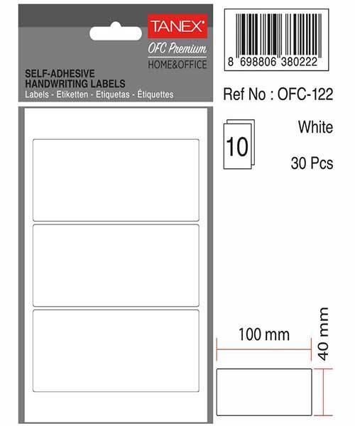 Taneks Ofc-122 Beyaz Ofis Etiketi 10 Ad.