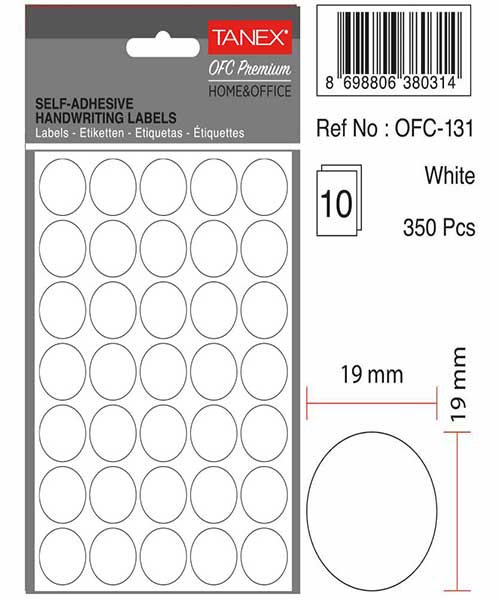 Taneks Ofc-131 Beyaz Ofis Etiketi 10 Ad.