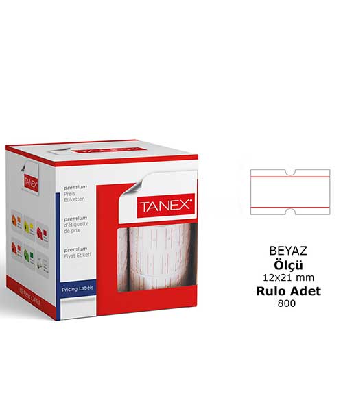 Taneks 12X21 Mm Çizgili Beyaz Fiyat Etiket 800 Ad.