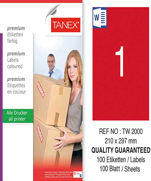 Taneks Tw-2000 210X297 Mm Kırmızı Laser Etiket
