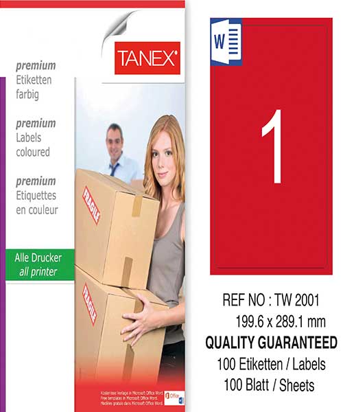 Taneks Tw-2001 199,6X289,1 Mm Kırmızı Laser Etiket