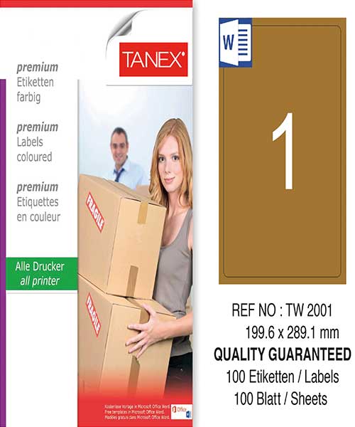 Taneks Tw-2001 199,6X289,1 Mm Kraft Laser Etiket