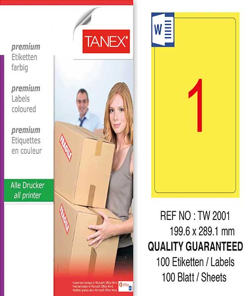 Taneks Tw-2001 199,6X289,1 Mm Sarı Laser Etiket