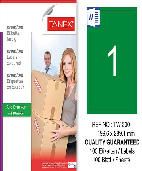 Taneks Tw-2001 199,6X289,1 Mm Yeşil Laser Etiket
