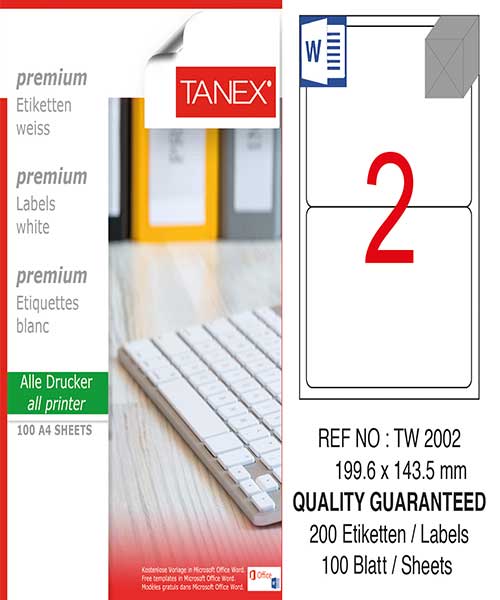 Taneks Tw-2002 199,6X143,5 Mm Laser Etiket