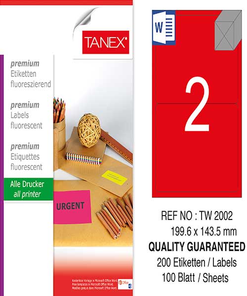 Taneks Tw-2002 199,6X143,5 Mm Flo Kırmızı Laser Etiket