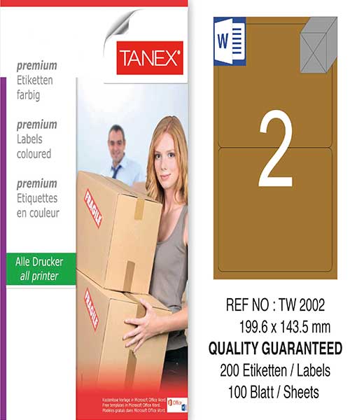 Taneks Tw-2002 199,6X143,5 Mm Kraft Laser Etiket
