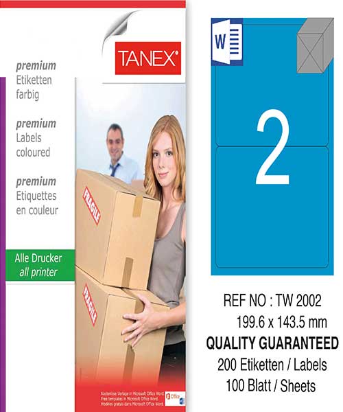 Taneks Tw-2002 199,6X143,5 Mm Mavi Laser Etiket