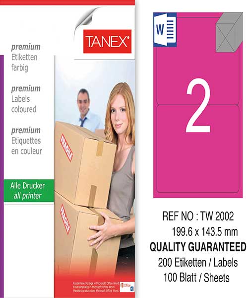 Taneks Tw-2002 199,6X143,5 Mm Pembe Laser Etiket