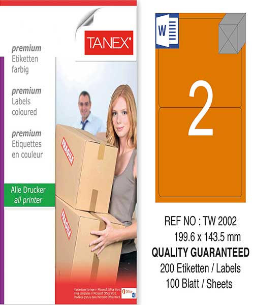 Taneks Tw-2002 199,6X143,5 Mm Turuncu Laser Etiket
